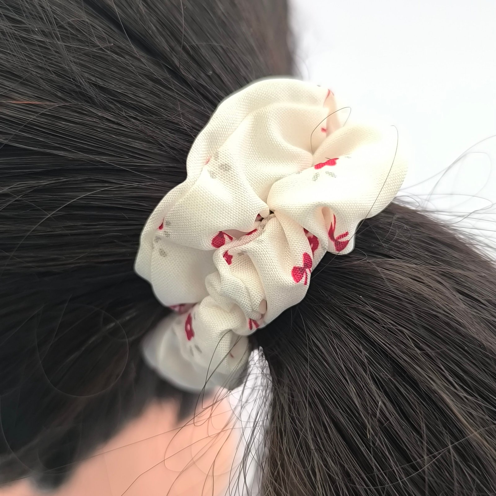 Coleteros Scrunchie de Tela Estampada Rojo | Ligas Cabello Mujer - Image 6