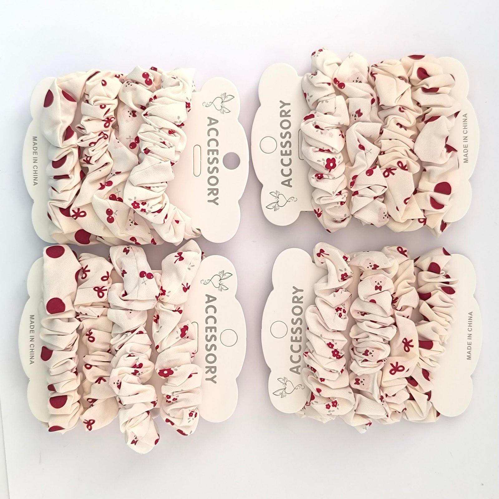 Coleteros Scrunchie de Tela Estampada Rojo | Ligas Cabello Mujer - Image 3