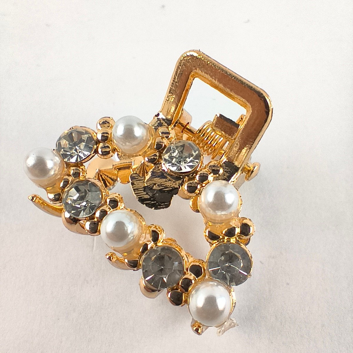 Pinza y Pirañita Metálica Decorativa con Cristales y Perlas para Cabello - Image 2