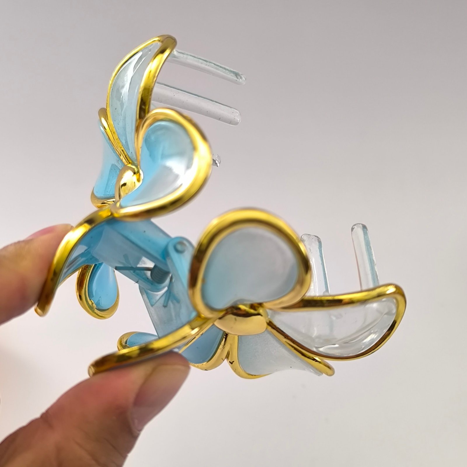 Piraña Floral Translúcida para Cabello | Pinza Dorada Elegante para Mujer - Image 14