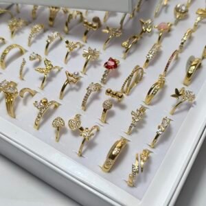 Anillos Dorados de Acero Inoxidable Ajustables para Mujer | Set 100 Diseños Elegantes y Modernos