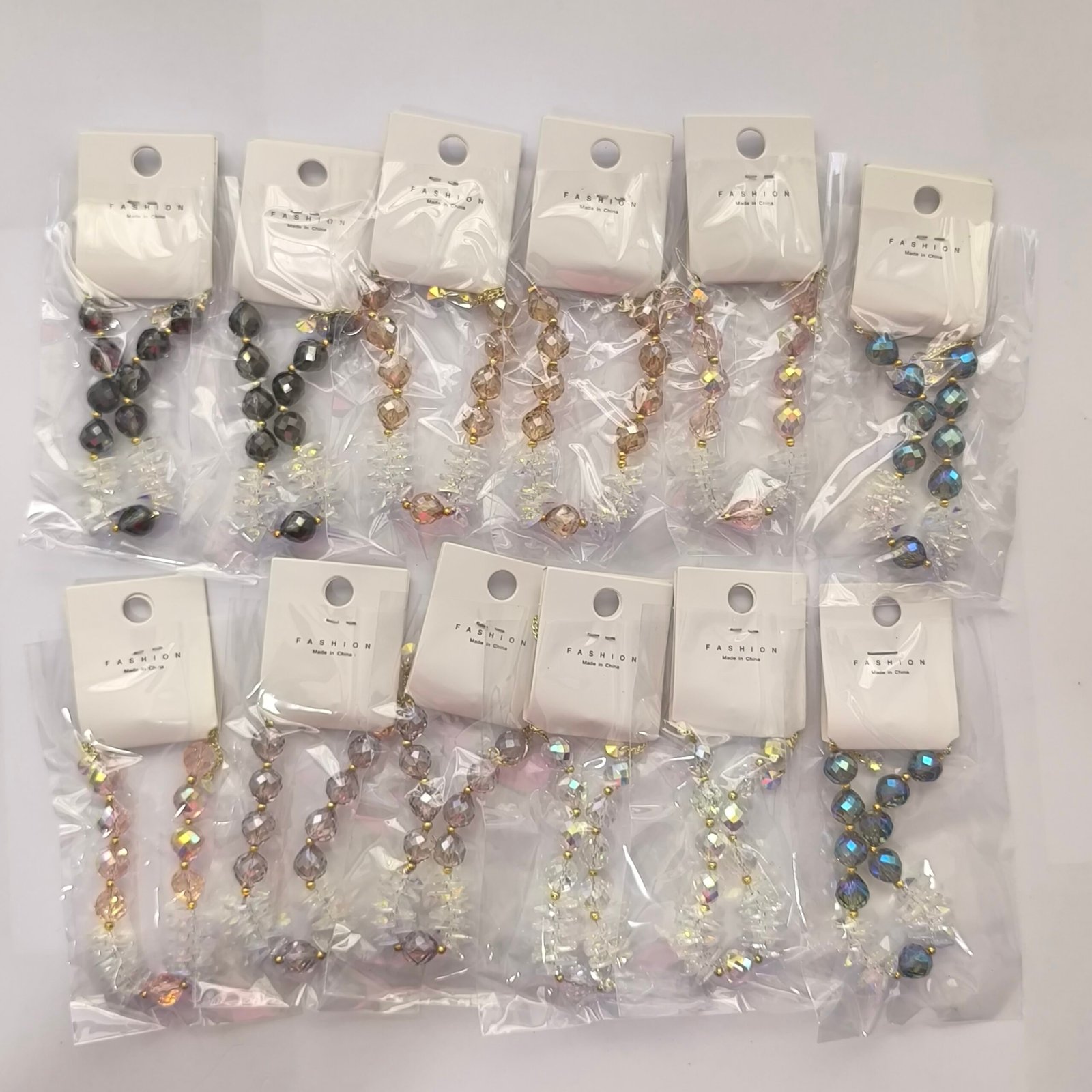 Pulseras de Cristal Facetado Iridiscente Ajustable | Cuentas AB con Chips Tornasol Colores Surtidos (Varosky) - Image 10