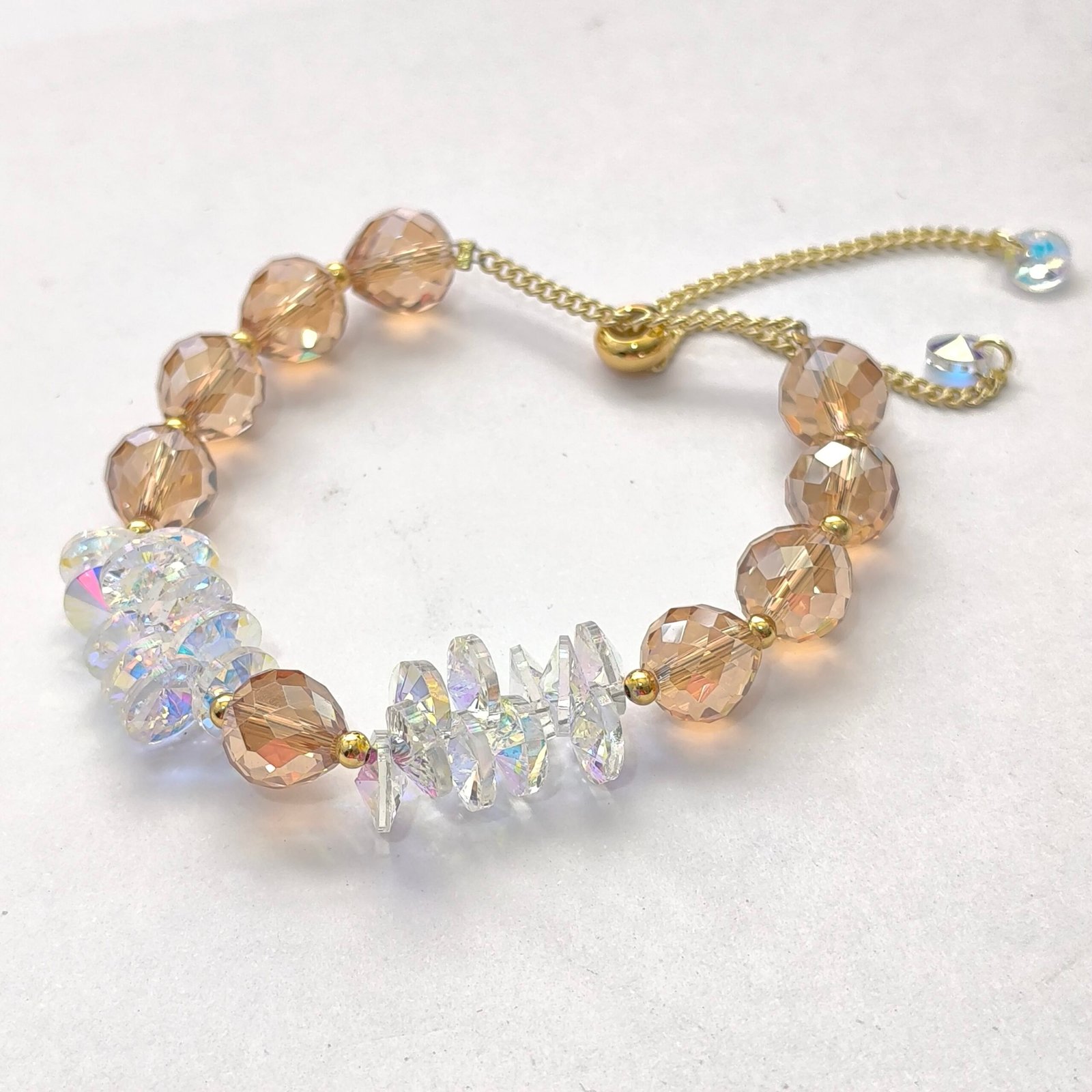 Pulseras de Cristal Facetado Iridiscente Ajustable | Cuentas AB con Chips Tornasol Colores Surtidos (Varosky) - Image 3