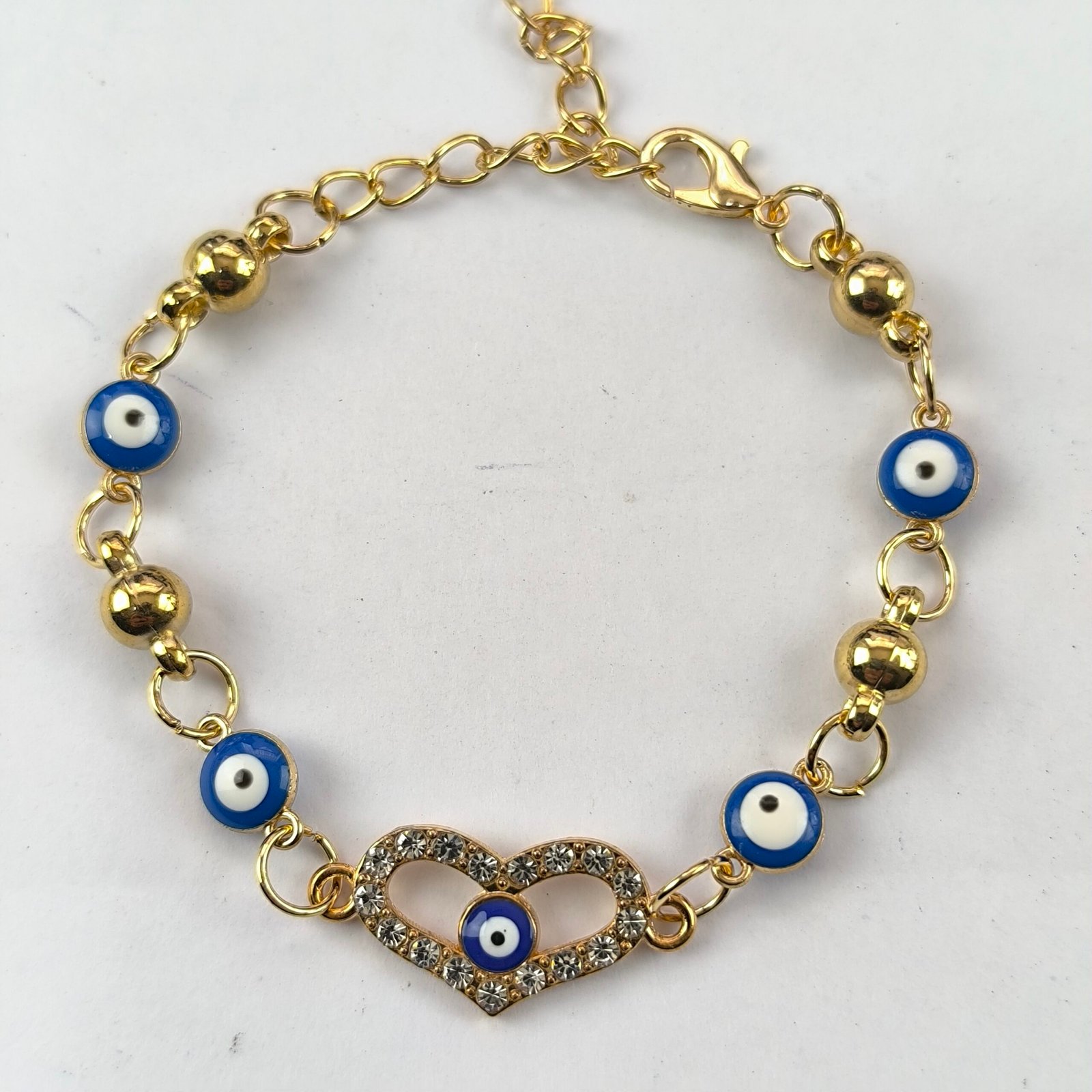 Pulseras con Perlas y Charms Colgantes Doradas para Mujer | Set 12 Piezas Modelos Surtidos con Dijes Kawaii, Ojo Turco y Cristales - Image 3
