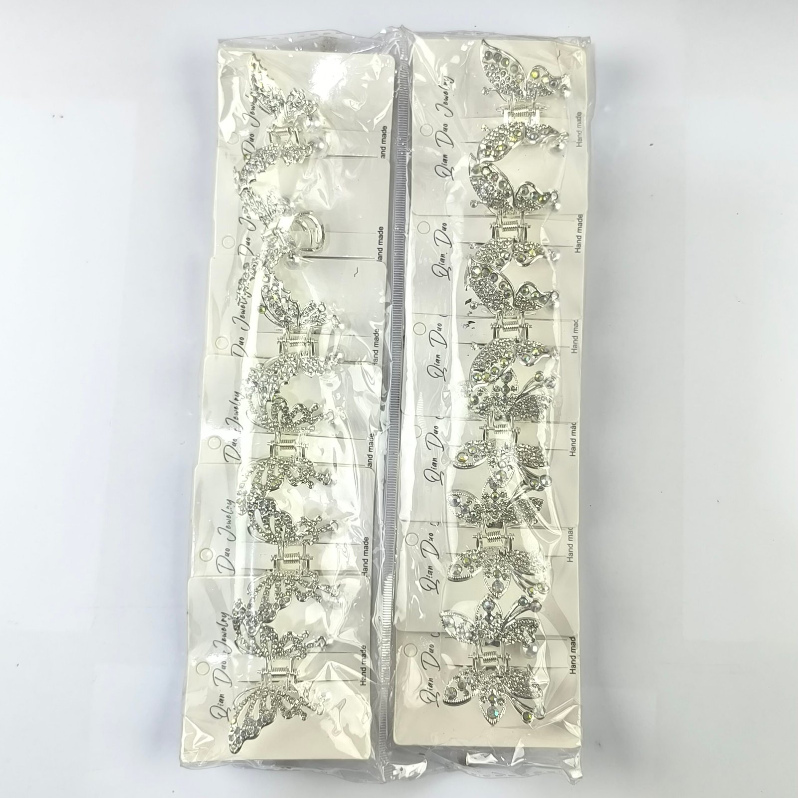 Pirañas Metálicas Mariposa con Cristales y Perlas Colgantes | Pack 12 Unidades Elegantes y Brillantes - Image 10