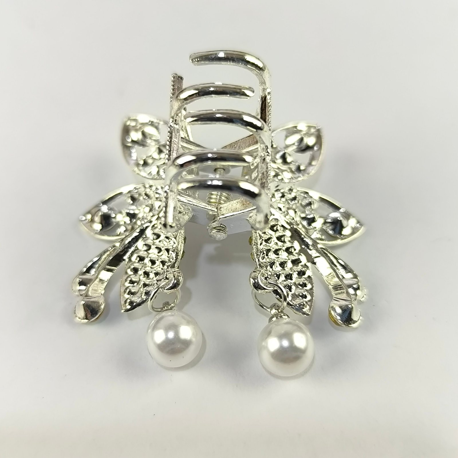 Pirañas Metálicas Mariposa con Cristales y Perlas Colgantes | Pack 12 Unidades Elegantes y Brillantes - Image 2