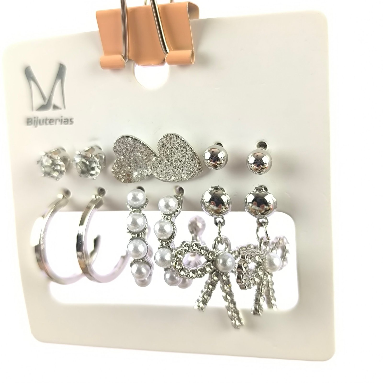 Aretes Surtidos para Mujer con Dijes y Cristales | Tarjeta 12 Unidades Venta por Mayor Dorado y Plateado - Image 9
