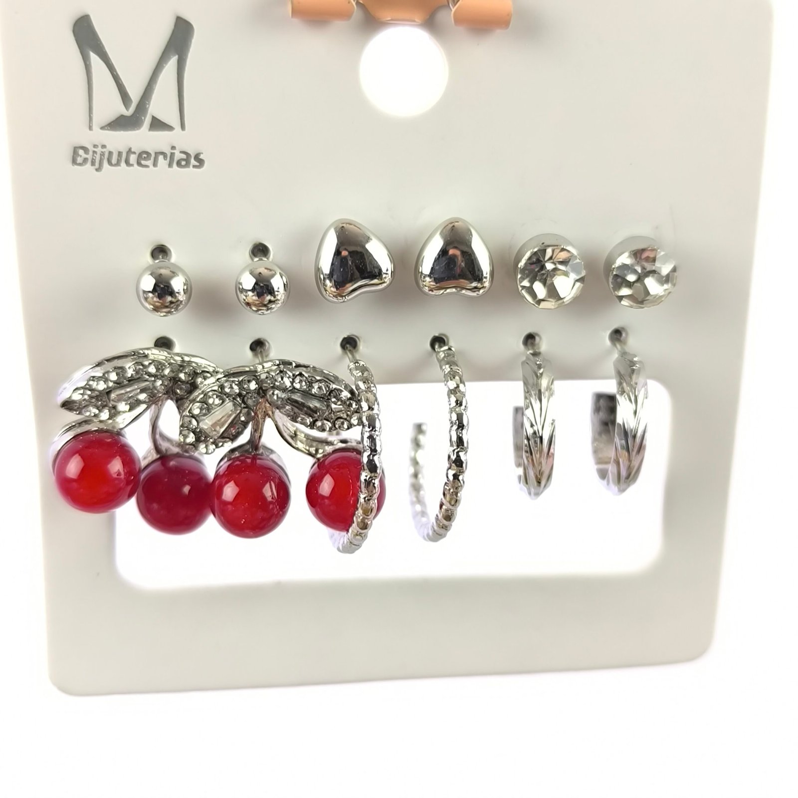 Aretes Surtidos para Mujer con Dijes y Cristales | Tarjeta 12 Unidades Venta por Mayor Dorado y Plateado - Image 10