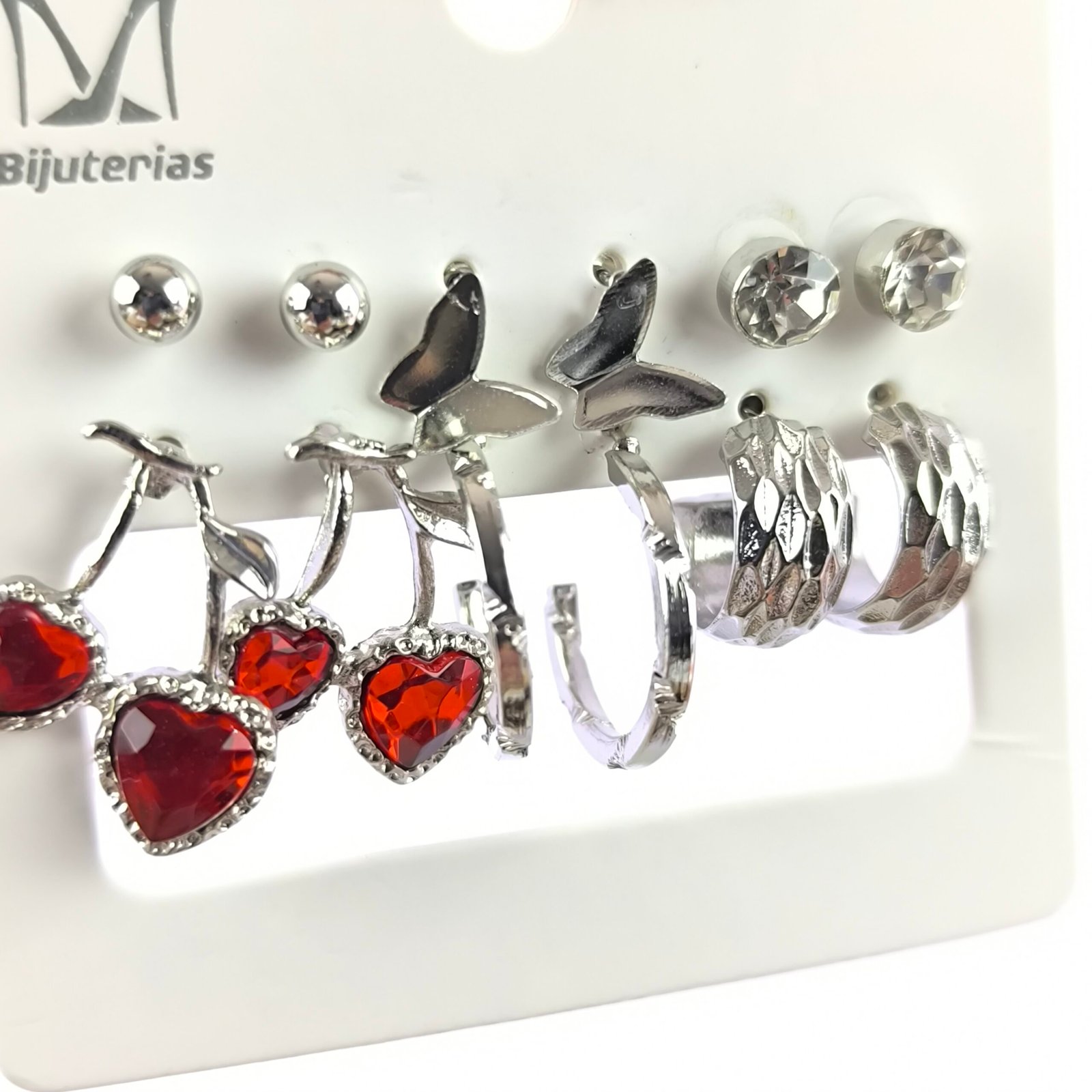 Aretes Surtidos para Mujer con Dijes y Cristales | Tarjeta 12 Unidades Venta por Mayor Dorado y Plateado - Image 11