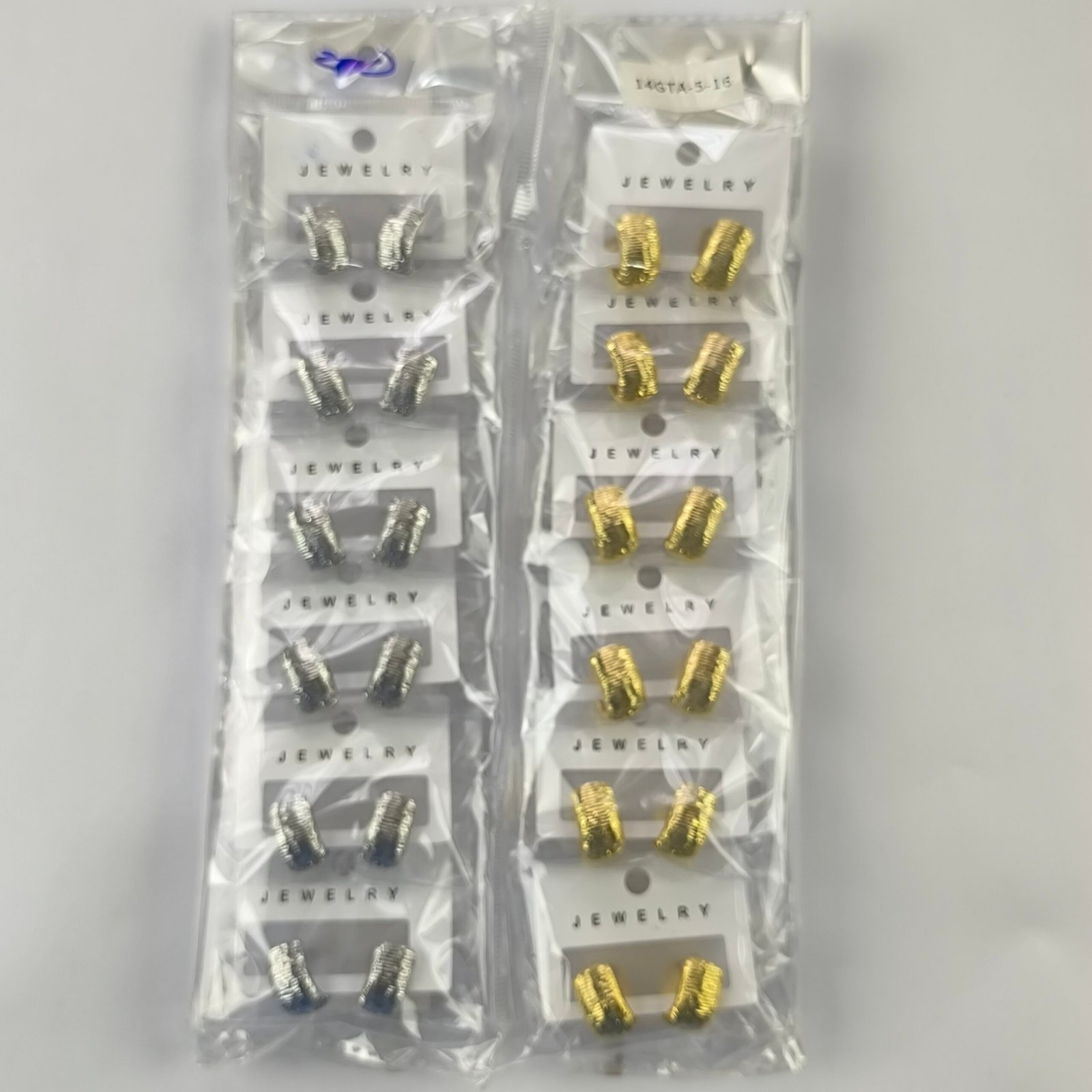 Aretes Aro Texturizados Tipo Acordeón en Acero Inoxidable | Diseño Elegante Dorado y Plateado Pack 12 Pares - Image 10