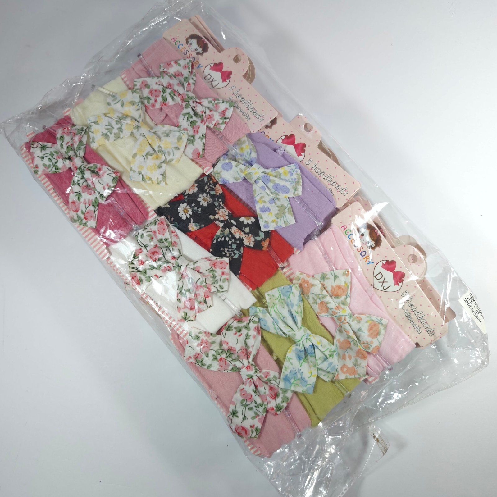 Set x3 Vincha Elástica Bebé Niña Moño Floral Surtido x12 sets - Image 8