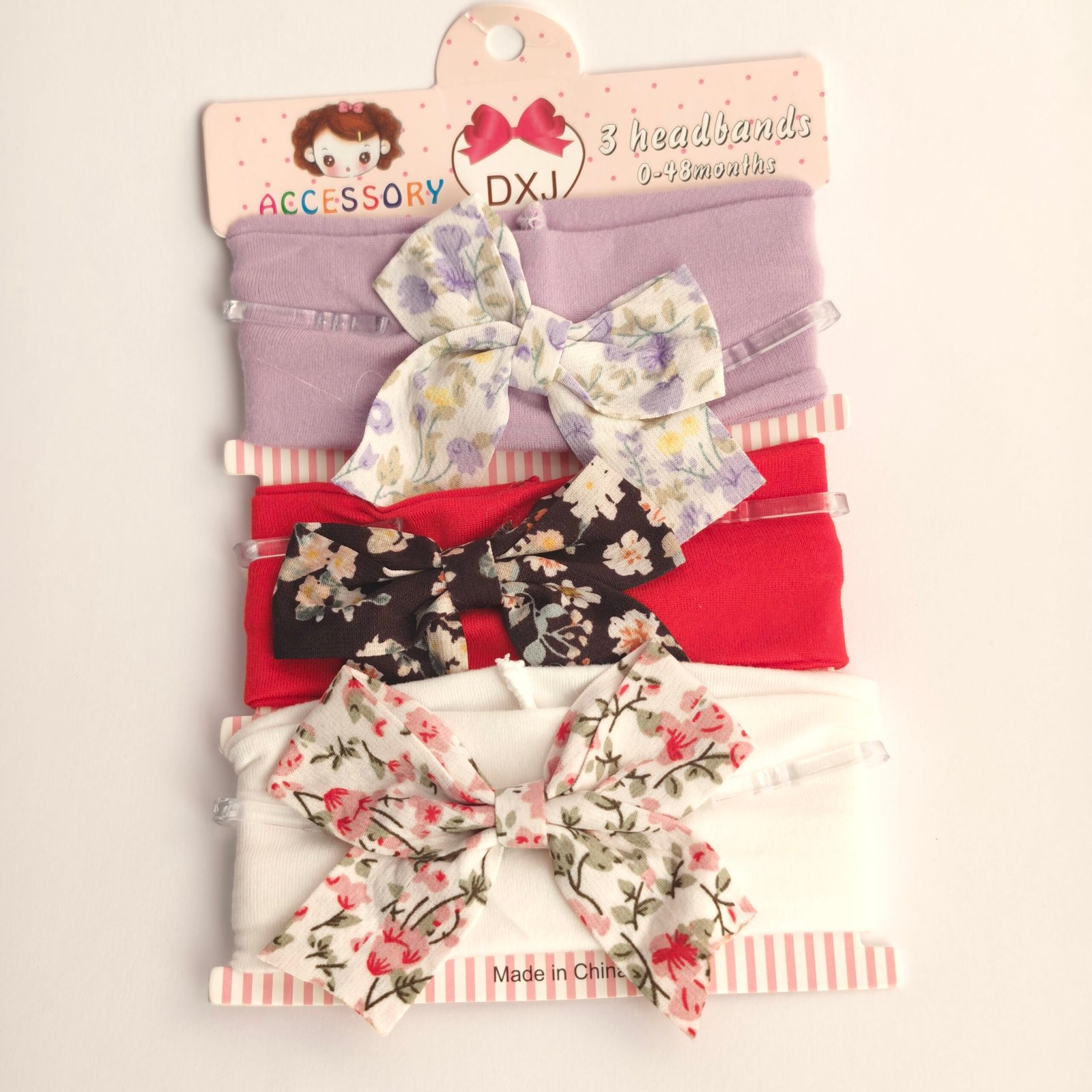 Set x3 Vincha Elástica Bebé Niña Moño Floral Surtido x12 sets - Image 7