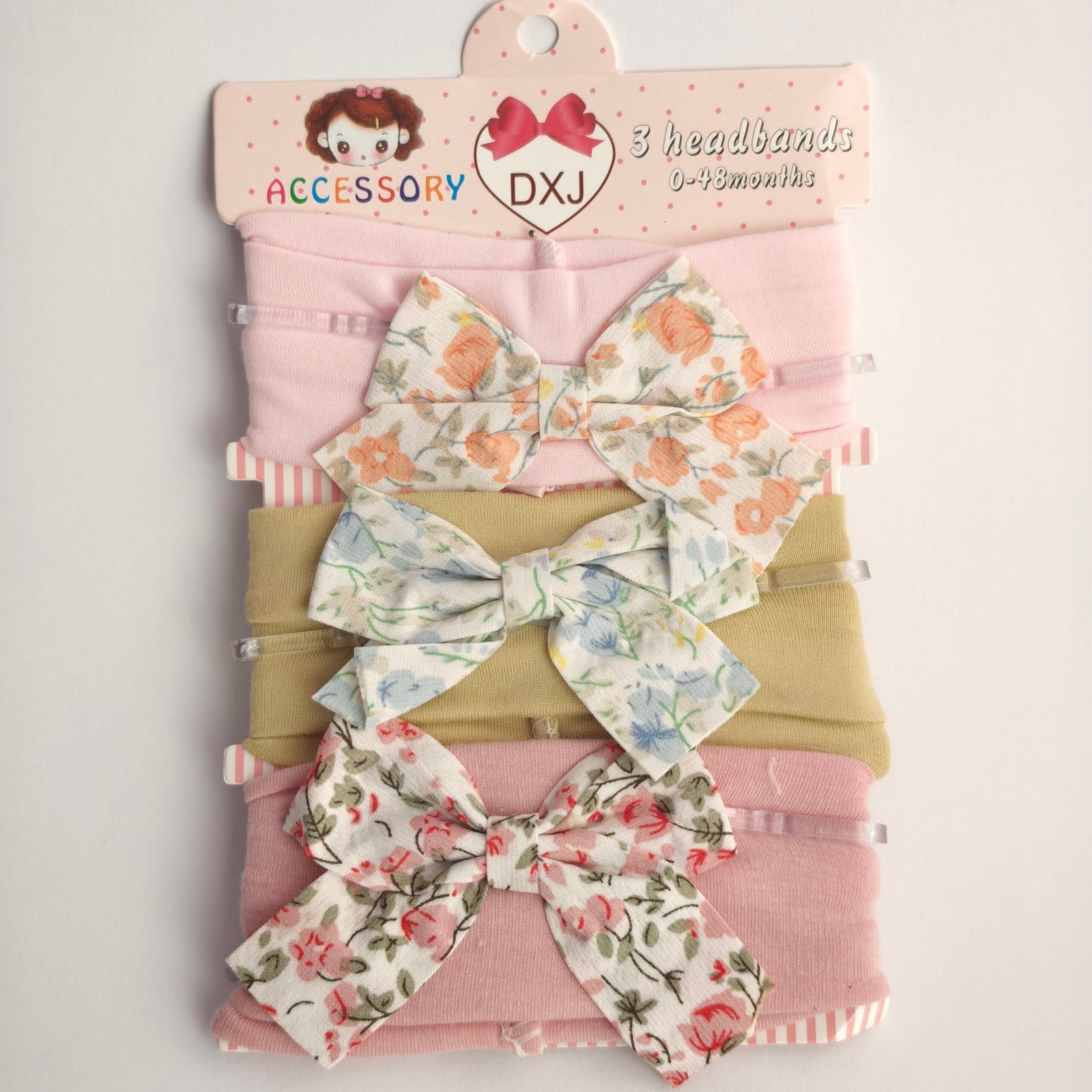 Set x3 Vincha Elástica Bebé Niña Moño Floral Surtido x12 sets - Image 6