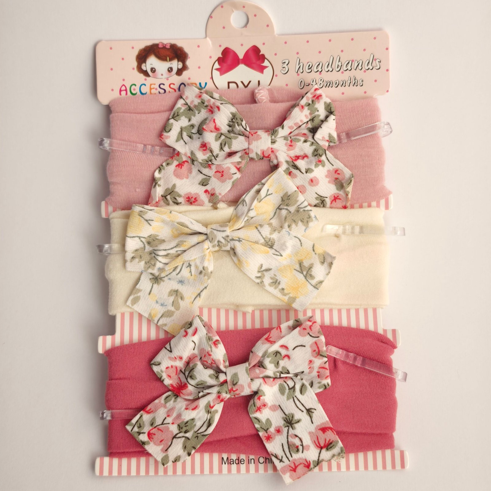 Set x3 Vincha Elástica Bebé Niña Moño Floral Surtido x12 sets - Image 5