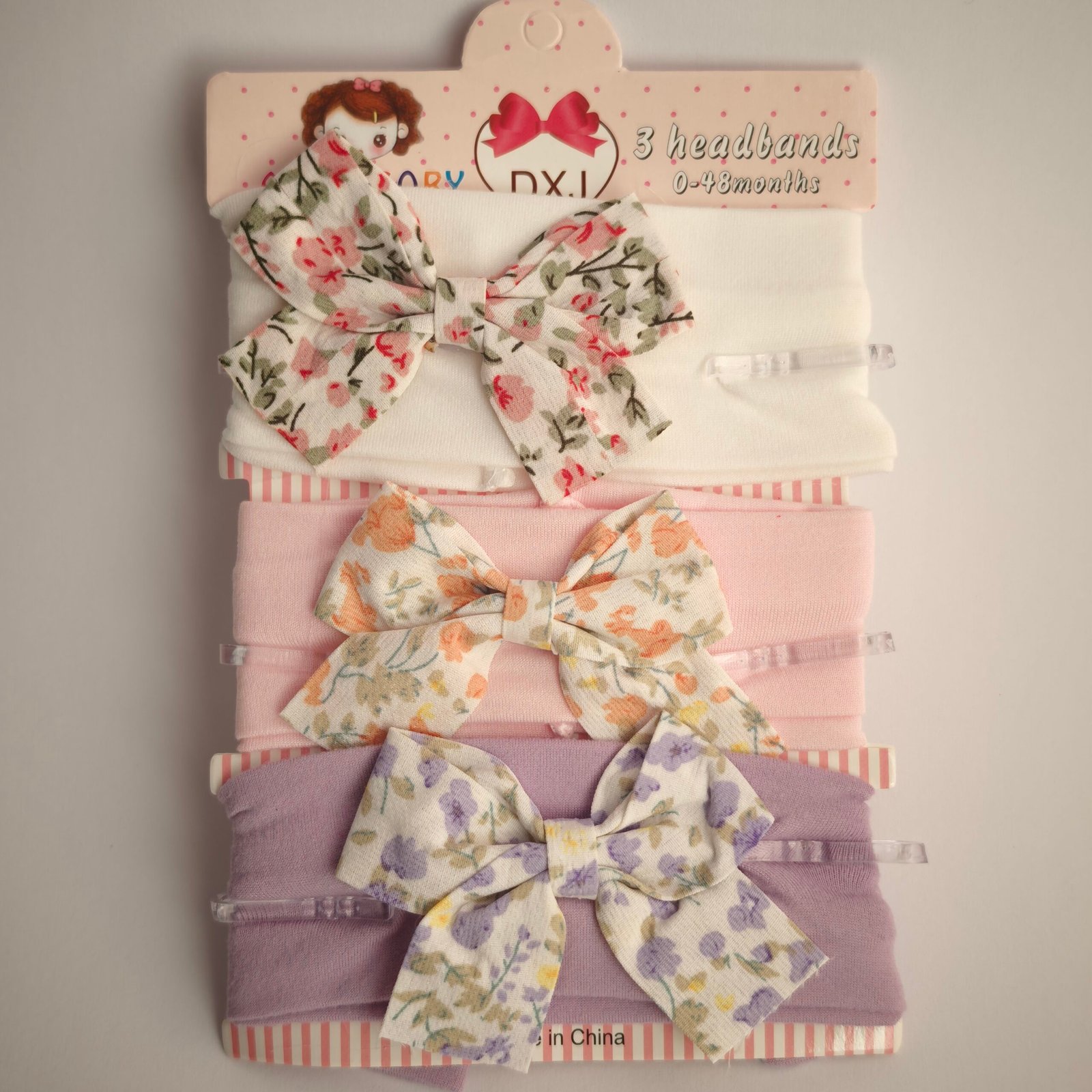 Set x3 Vincha Elástica Bebé Niña Moño Floral Surtido x12 sets - Image 4