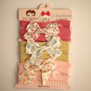 Set x3 Vincha Elástica Bebé Niña Moño Floral Surtido x12 sets