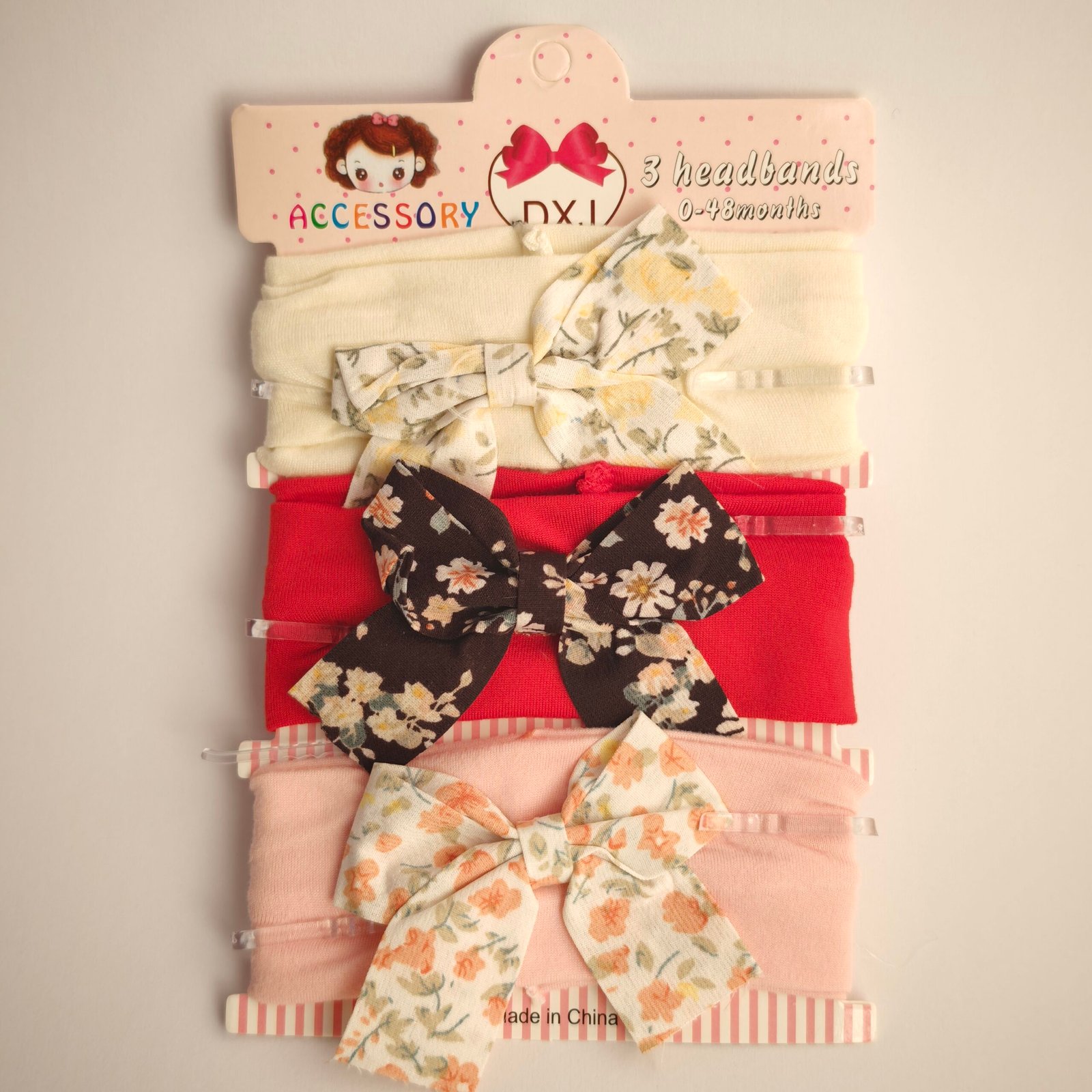 Set x3 Vincha Elástica Bebé Niña Moño Floral Surtido x12 sets - Image 2