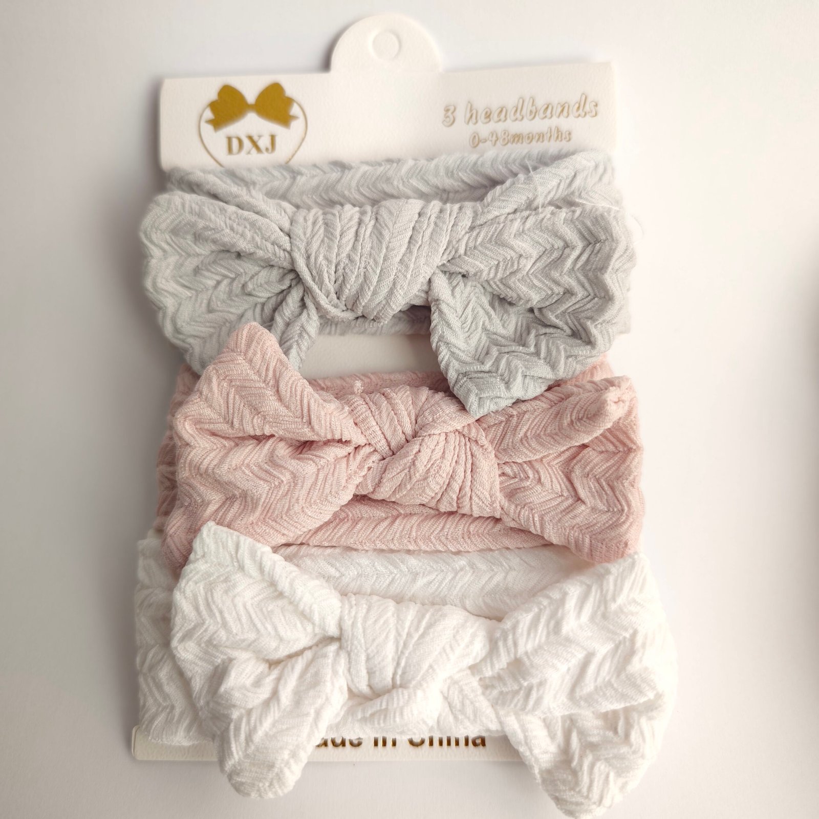 Set x3 Vincha Elástica Bebé Moño Anudado Tela Texturizada Surtido x12 sets - Image 2
