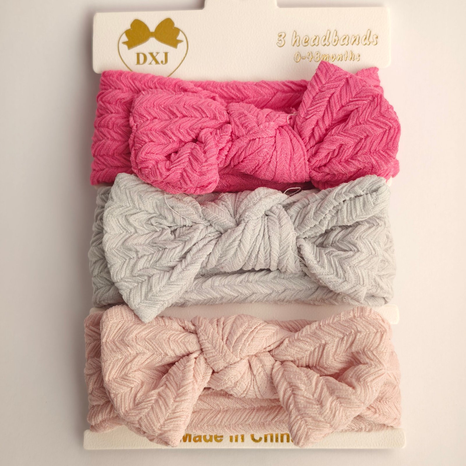 Set x3 Vincha Elástica Bebé Moño Anudado Tela Texturizada Surtido x12 sets - Image 4